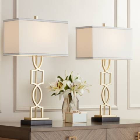 360 Lighting Evan 28 1/4" Gold Modern Luxe Table Lamps Set of 2