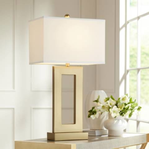 360 Lighting Marshall Modern Luxe Gold Finish Open Rectangle Table Lamp