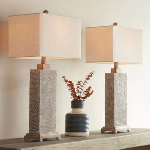 360 Lighting Caldwell 26 3/4" Hammered Base Table Lamps Set of 2