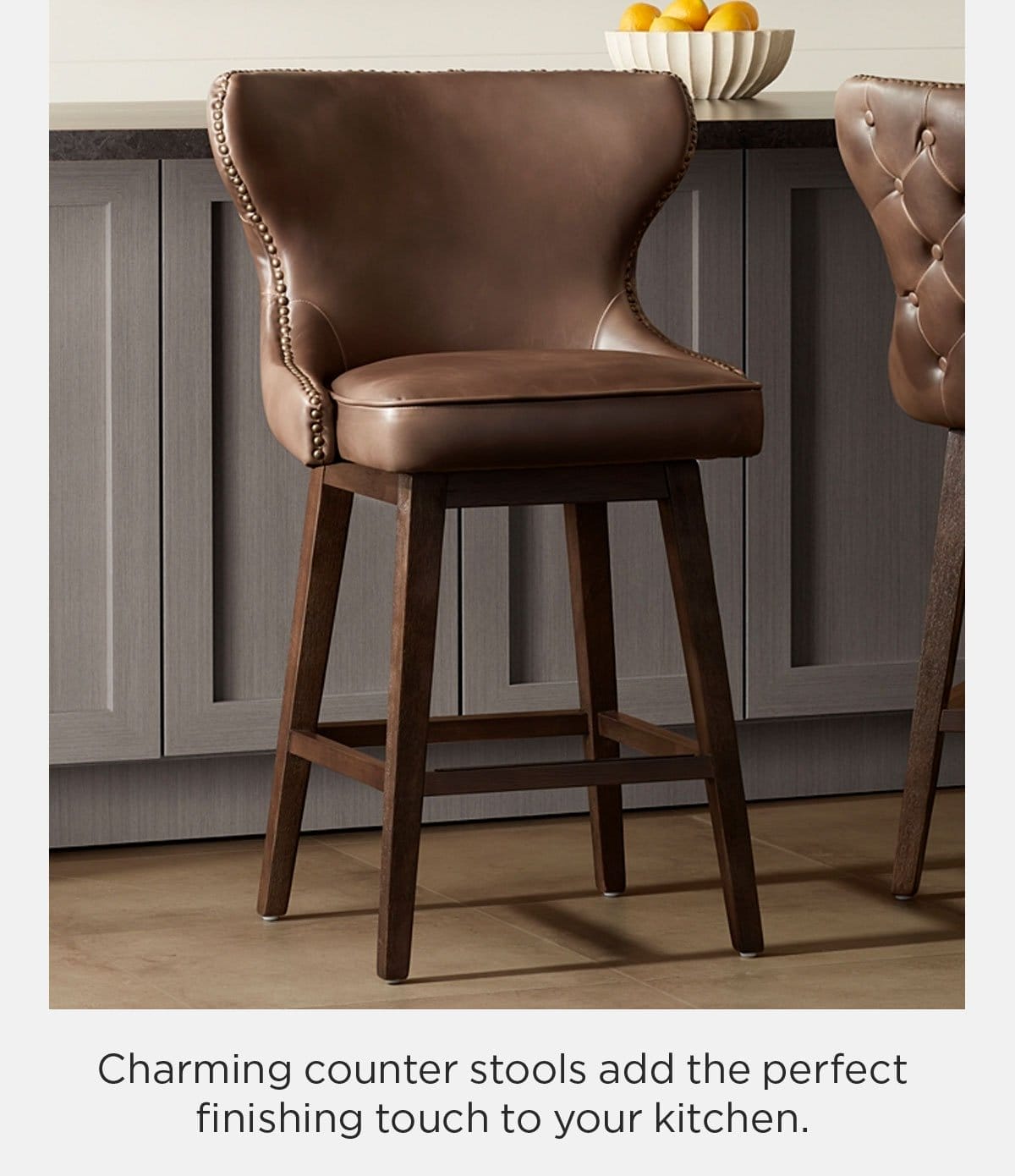 Charming counter stools add the perfect finishing touch to your kitchen.