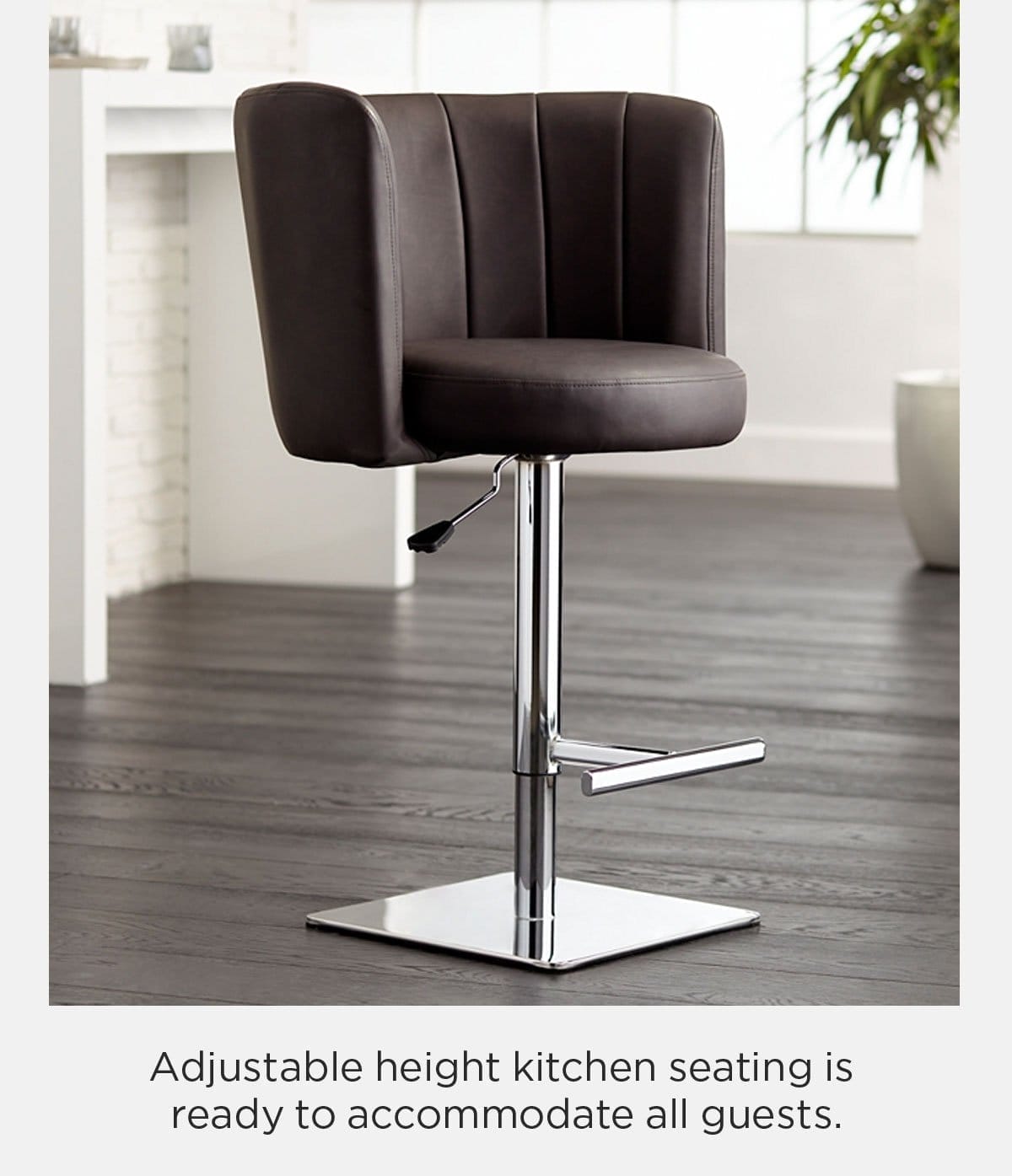 Adjustable height kitchen seating is ready to accommodate all guests.