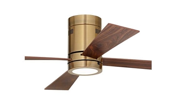 52" Casa Vieja Revue Soft Brass LED Hugger Ceiling Fan with Remote