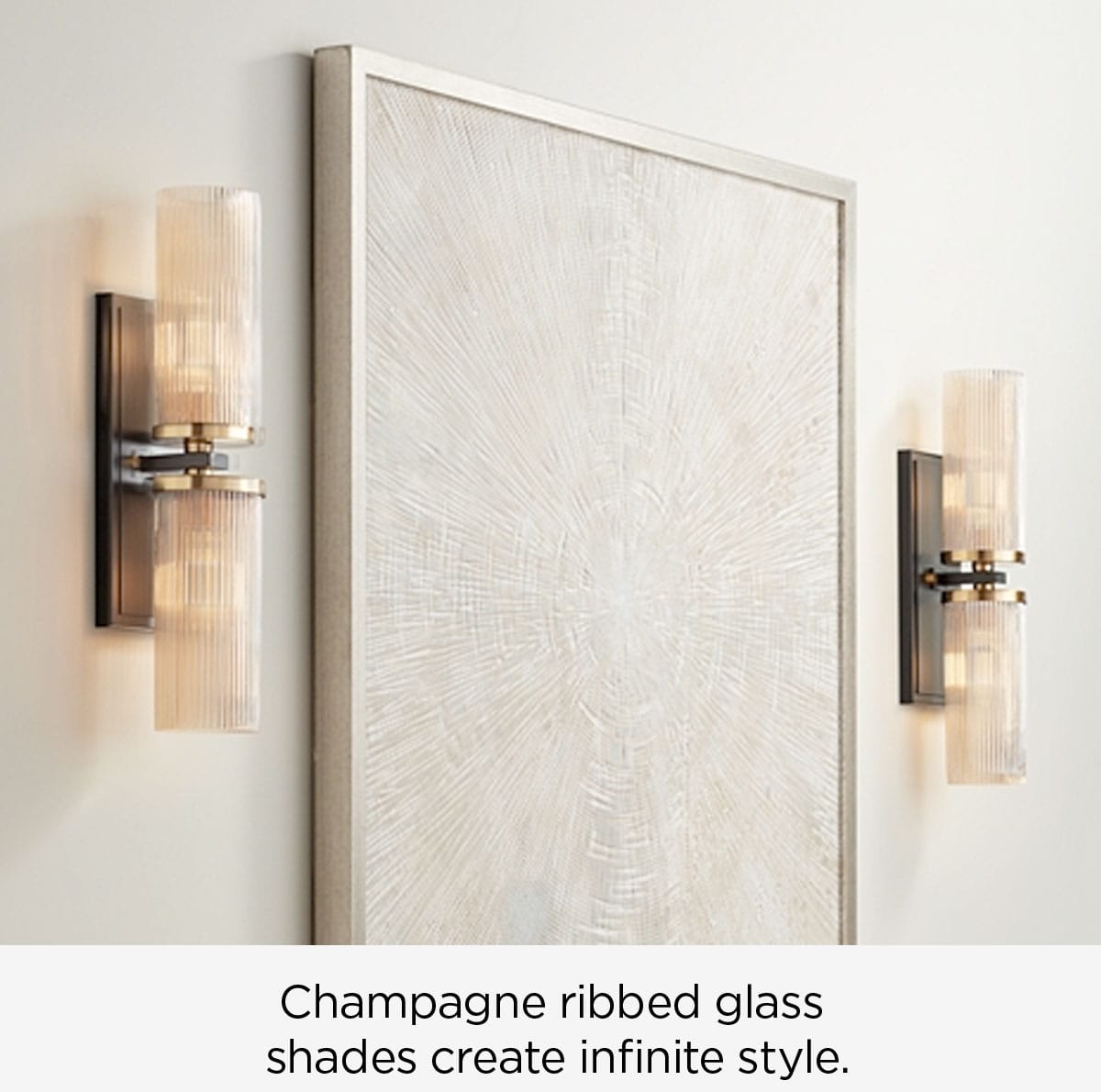 Champagne ribbed glass shades create infinite style.