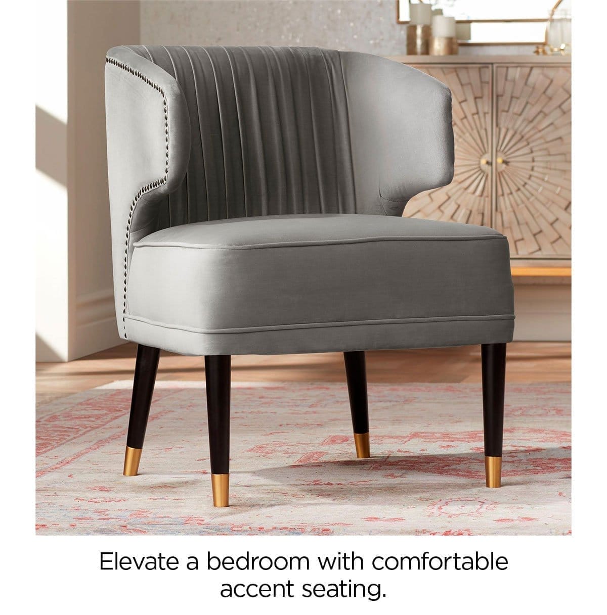 Elevate a bedroom with comfortable accent seating.