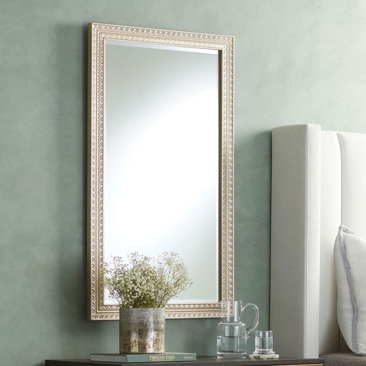 Shaina Champagne Gold Wood 24" x 40" Rectangular Wall Mirror