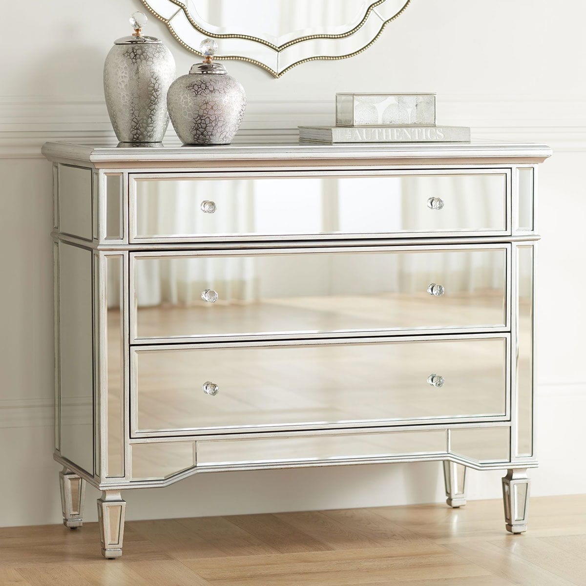 Josephine 42" Wide 3-Drawer Mirrored Accent Chest