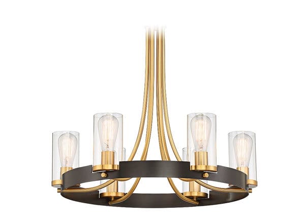 Stiffel Ferrers 26" Wide Dark Bronze and Gold 6-Light Chandelier