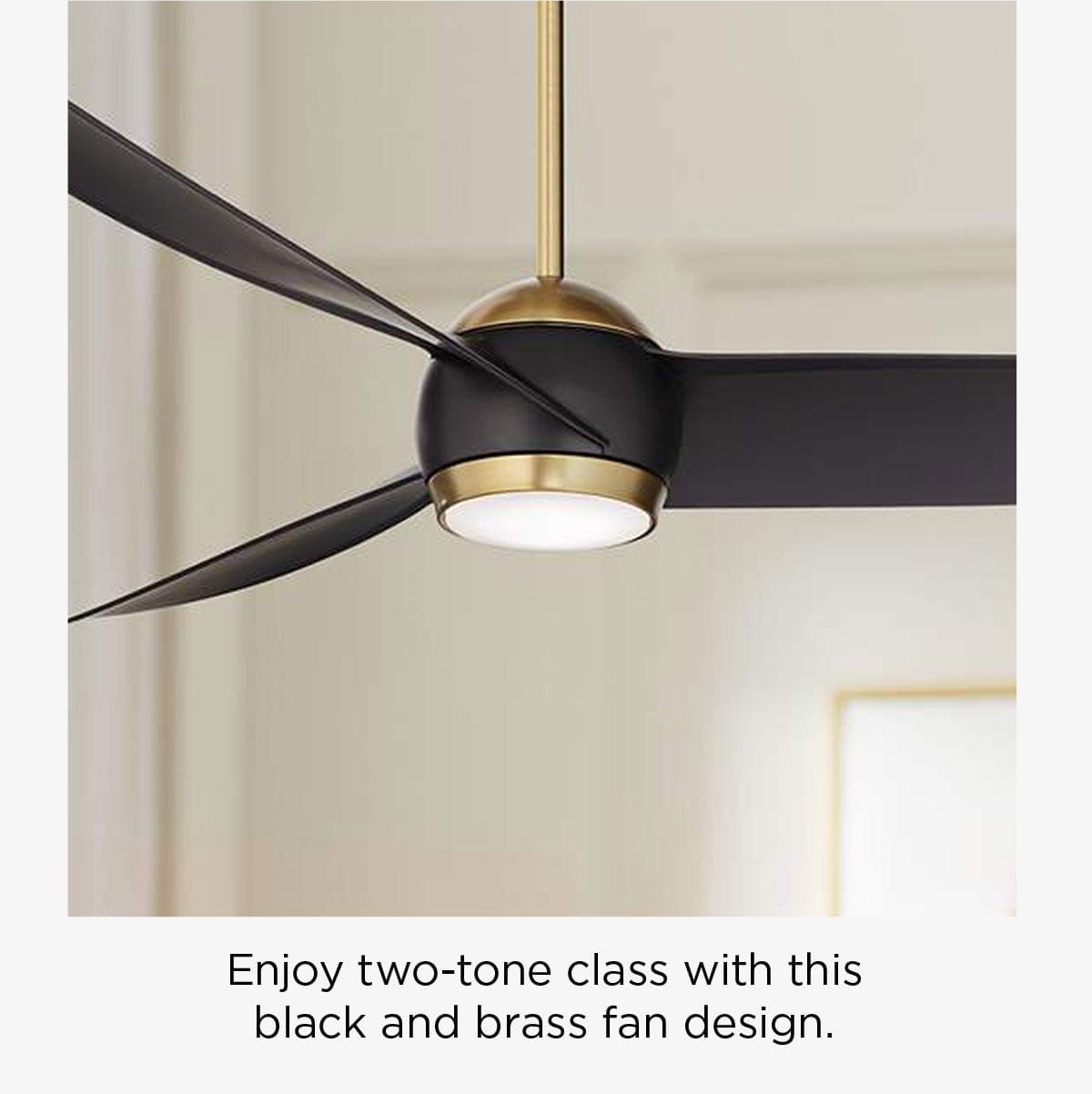 Enjoy two-tone class with this black and brass fan design.