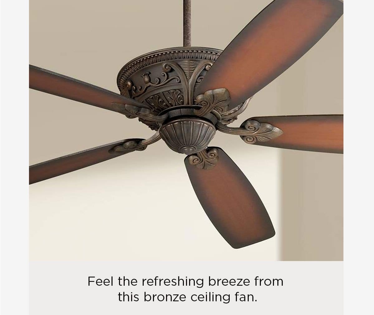 Feel the refreshing breeze from this bronze ceiling fan.
