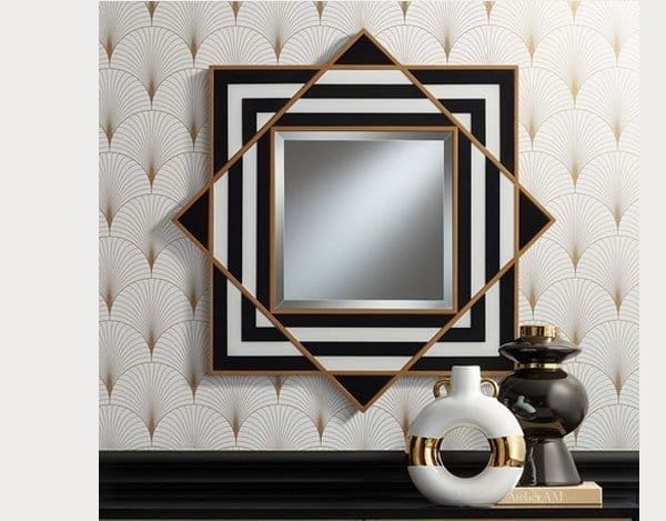 Possini Euro Zorra 36" x 36 Modern Black and White Stripe Wall Mirror