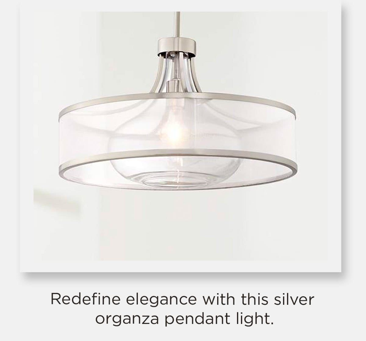 Redefine elegance with this silver organza pendant light.