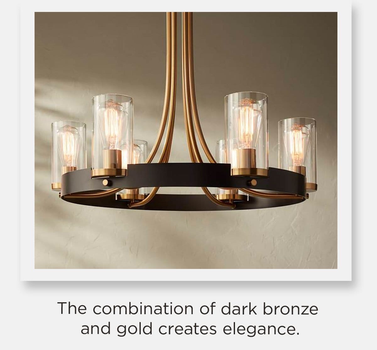 The combination of dark bronze and gold creates elegance.