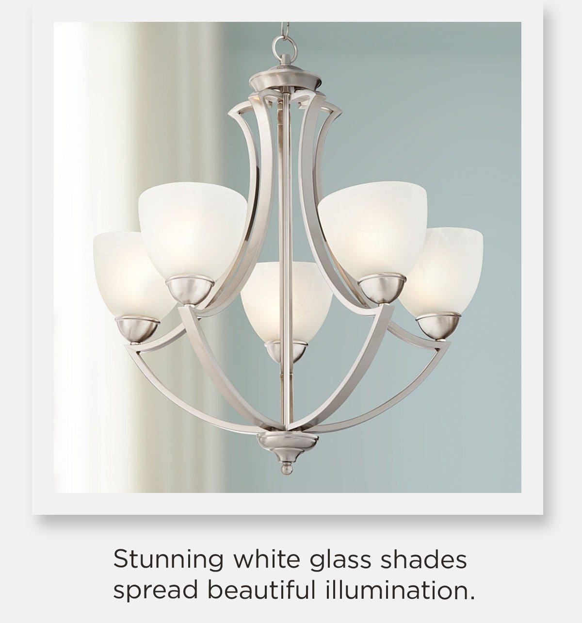 Stunning white glass shades spread beautiful illumination.