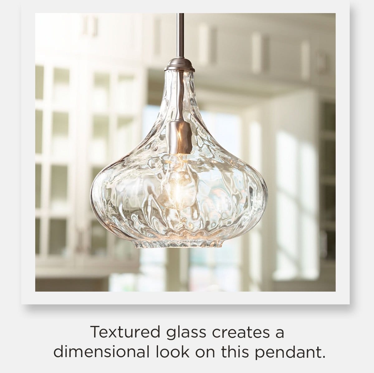 Textured glass creates a dimensional look on this pendant.