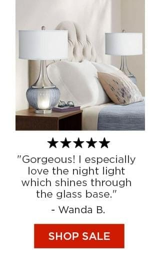 Gorgeous! I especially love the night light which shines through the glass base. - \tWanda B. - Shop Sale