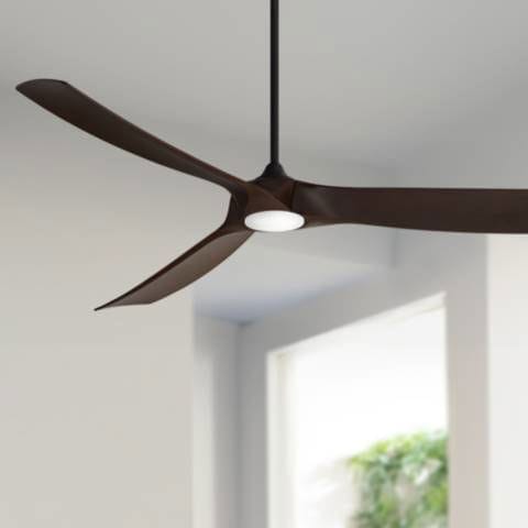 70" Kona Wind Black-Walnut LED DC Damp Rated Ceiling Fan with Remote