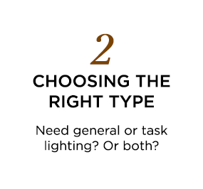 2. Choosing the right type - Need general or task lighting? Or both?