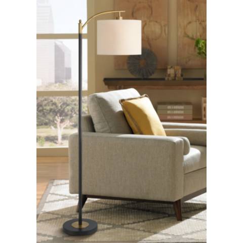 360 Lighting Rayna 61 1/2" High Black and Gold Downbridge Floor Lamp