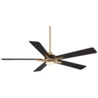 52" Casa Vieja Vegas Nights Soft Brass Black LED Remote Ceiling Fan