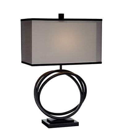 Possini Euro Stellar Black Ring Modern Table Lamp with Double Shade