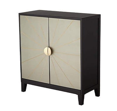 Hermes 35 1/4" Wide Gray and Gold Wooden 2-Door Cabinet