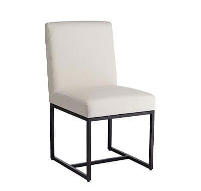 Myles Off-White Fabric and Black Metal Dining Chair