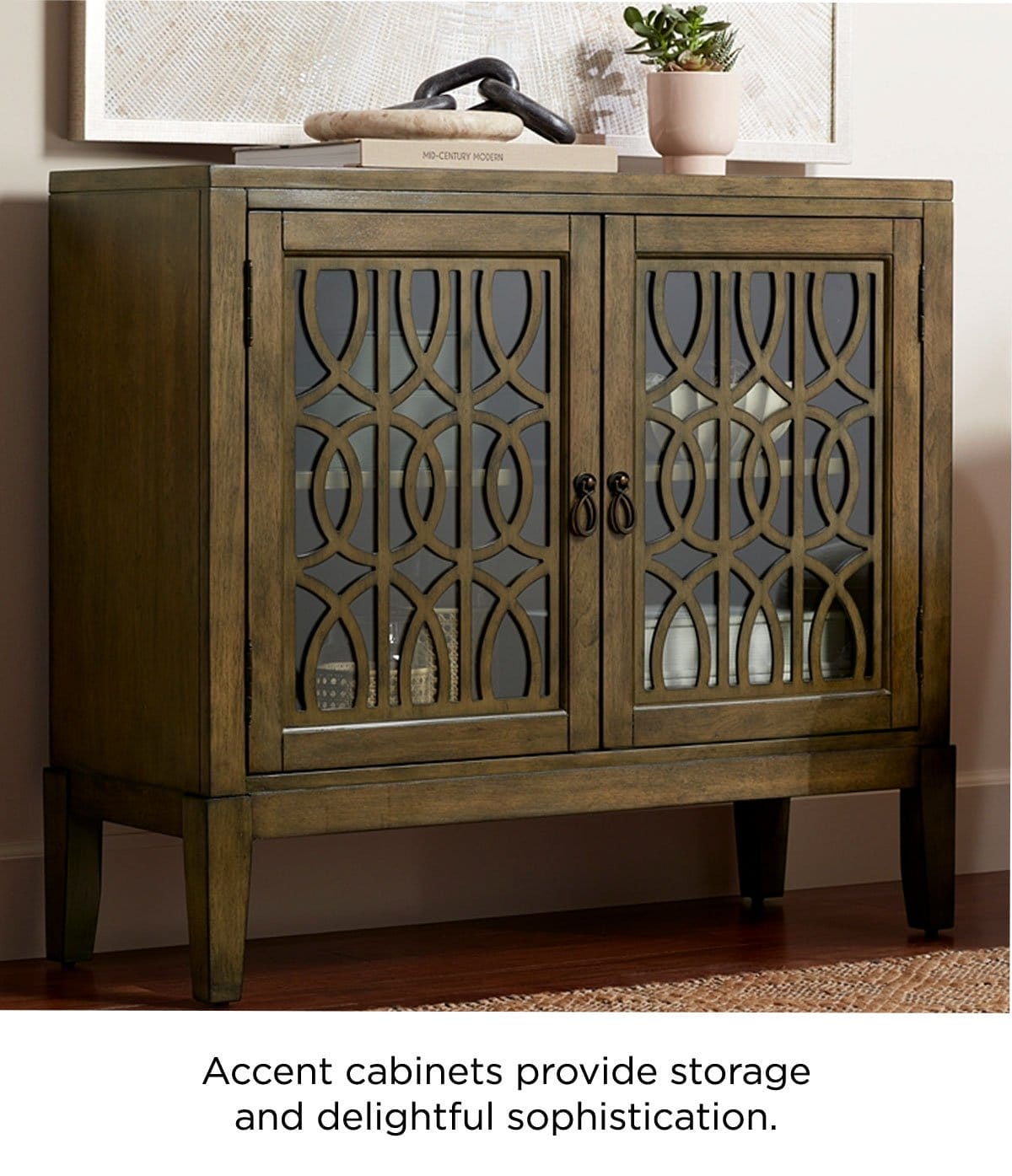 Accent cabinets provide storage and delightful sophistication.