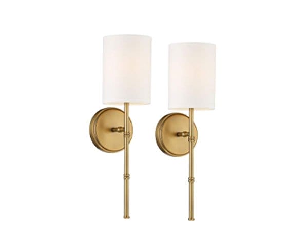 Regency Hill Abigale 19 1/4" White Shade Brass Wall Sconces Set of 2