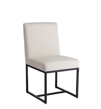 Myles Off-White Fabric and Black Metal Dining Chair