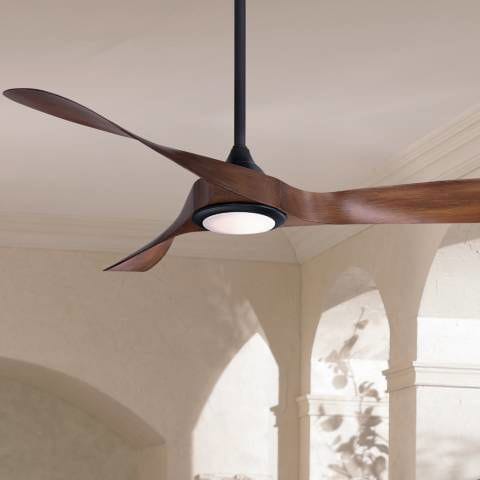 54&quot; WAC Swirl Matte Black LED Wet Rated Smart Control Ceiling Fan