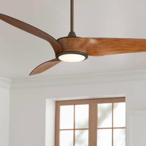 56&quot; Casa Como Bronze and Koa LED Modern Ceiling Fan with Remote