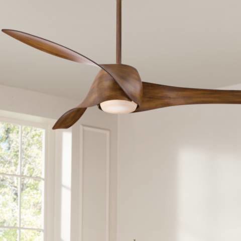 58&quot; Minka Aire Artemis Distressed Koa Modern LED Smart Ceiling Fan