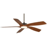 56" Mach 5 Oil-Rubbed Bronze and Koa LED Damp Ceiling Fan with Remote