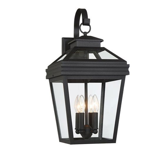 John Timberland Stratton Street 22" Black Outdoor Lantern Wall Light