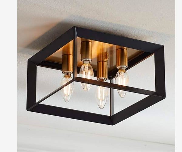 Possini Euro Gretna Boxed 10" Wide Modern Black and Gold Ceiling Light