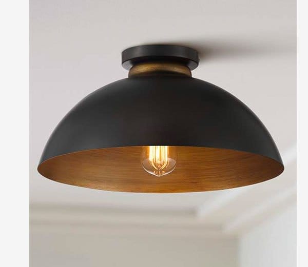 Possini Euro Janie 15 1/2" Wide Black and Gold Dome Ceiling Light