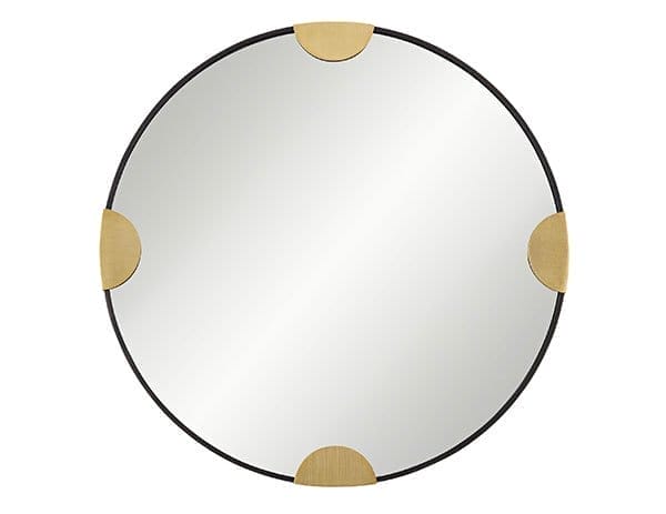 Uttermost Demia Matte Black Bronze and Gold 34" Round Wall Mirror