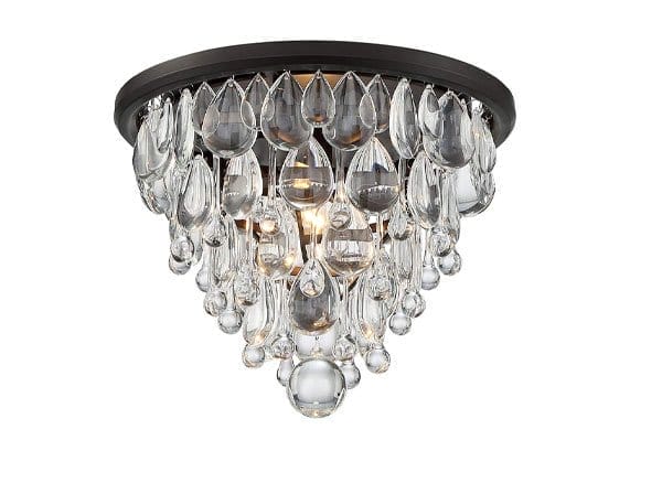 Vienna Full Spectrum Lorraine 12 1/2" Bronze and Crystal Ceiling Light