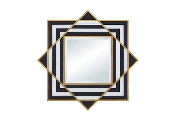 Possini Euro Zorra 36" x 36 Modern Black and White Stripe Wall Mirror