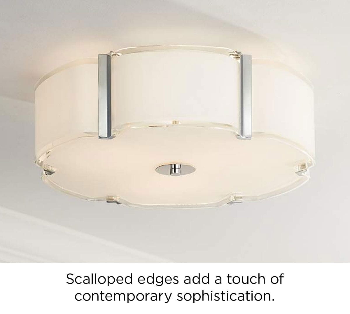 Scalloped edges add a touch of contemporary sophistication.