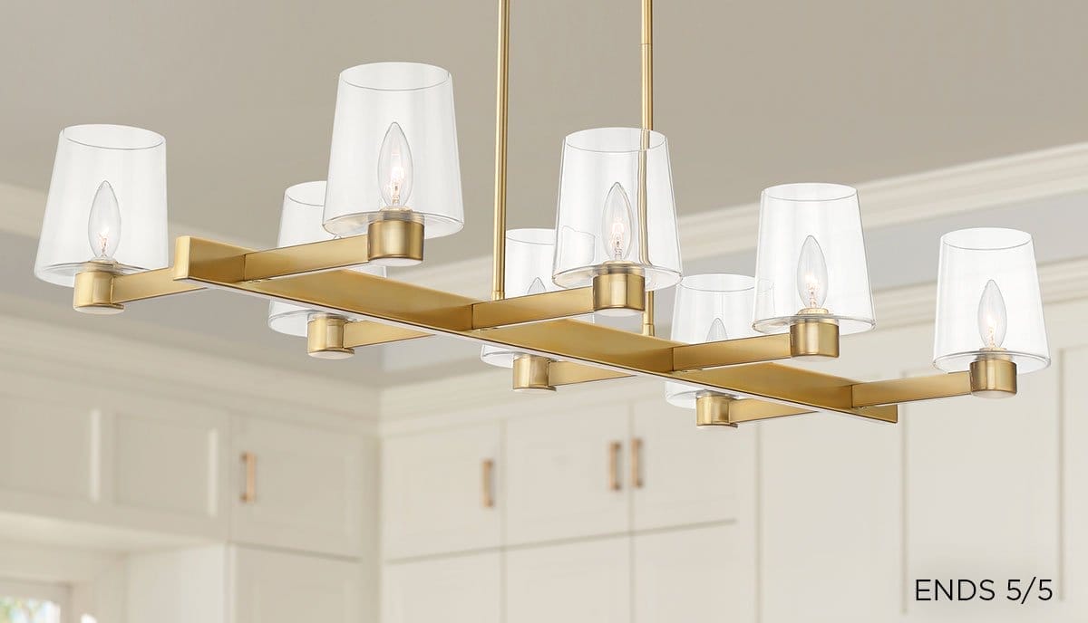 Possini Euro Costa Mesa 42 in. Wide 8-Light Modern Gold Island Chandelier - Ends 5/5