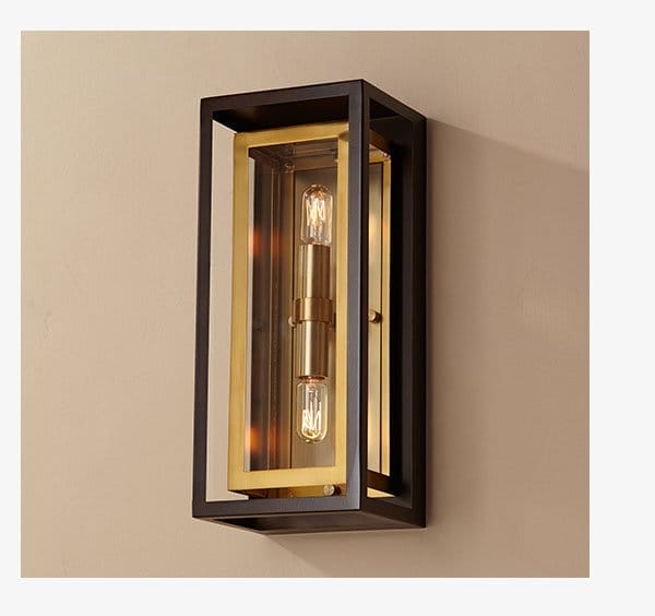Possini Euro Kie 14" Bronze Brass Rectangle Glass Outdoor Wall Light