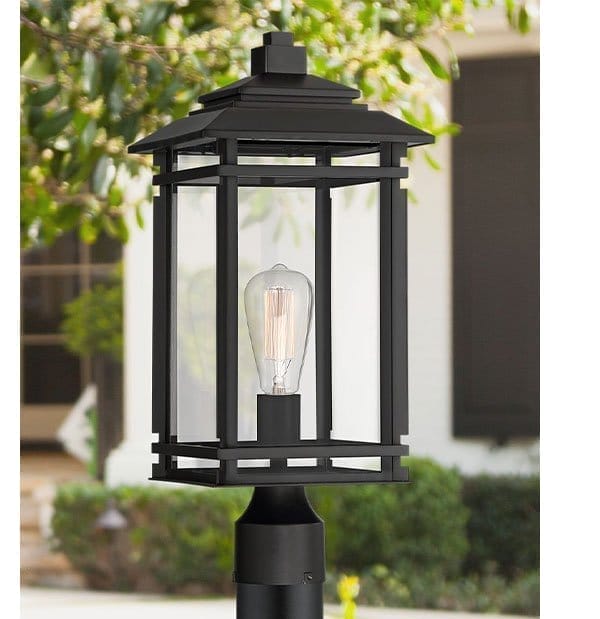 North House 19 1/2" High Matte Black and Glass Outdoor Post Light