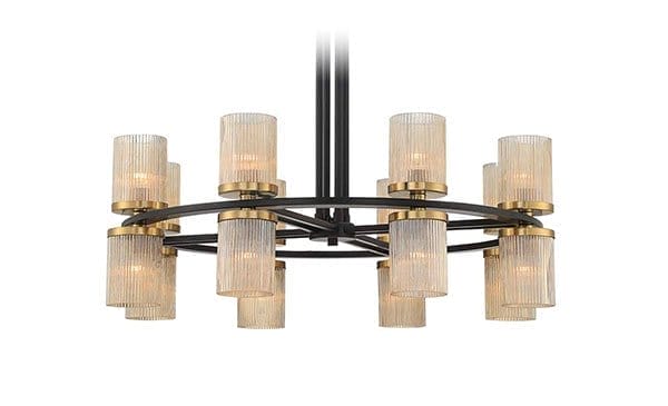 Stiffel Palais 35 1/2" Modern Matte Black Brass 16-Light Chandelier