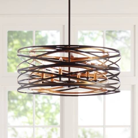 Minka Lavery Vortic Flow 26&quot; Dark Bronze and Gold 6-Light Pendant