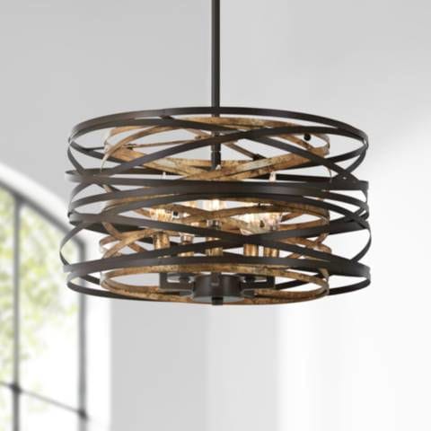 Minka Lavery Vortic Flow 16&quot; Dark Bronze and Gold 5-Light Pendant