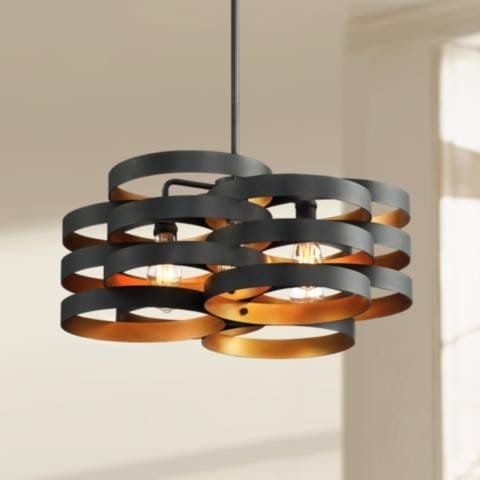 Possini Euro Zia 25 1/2&quot; Wide Black and Gold 6-Light Pendant