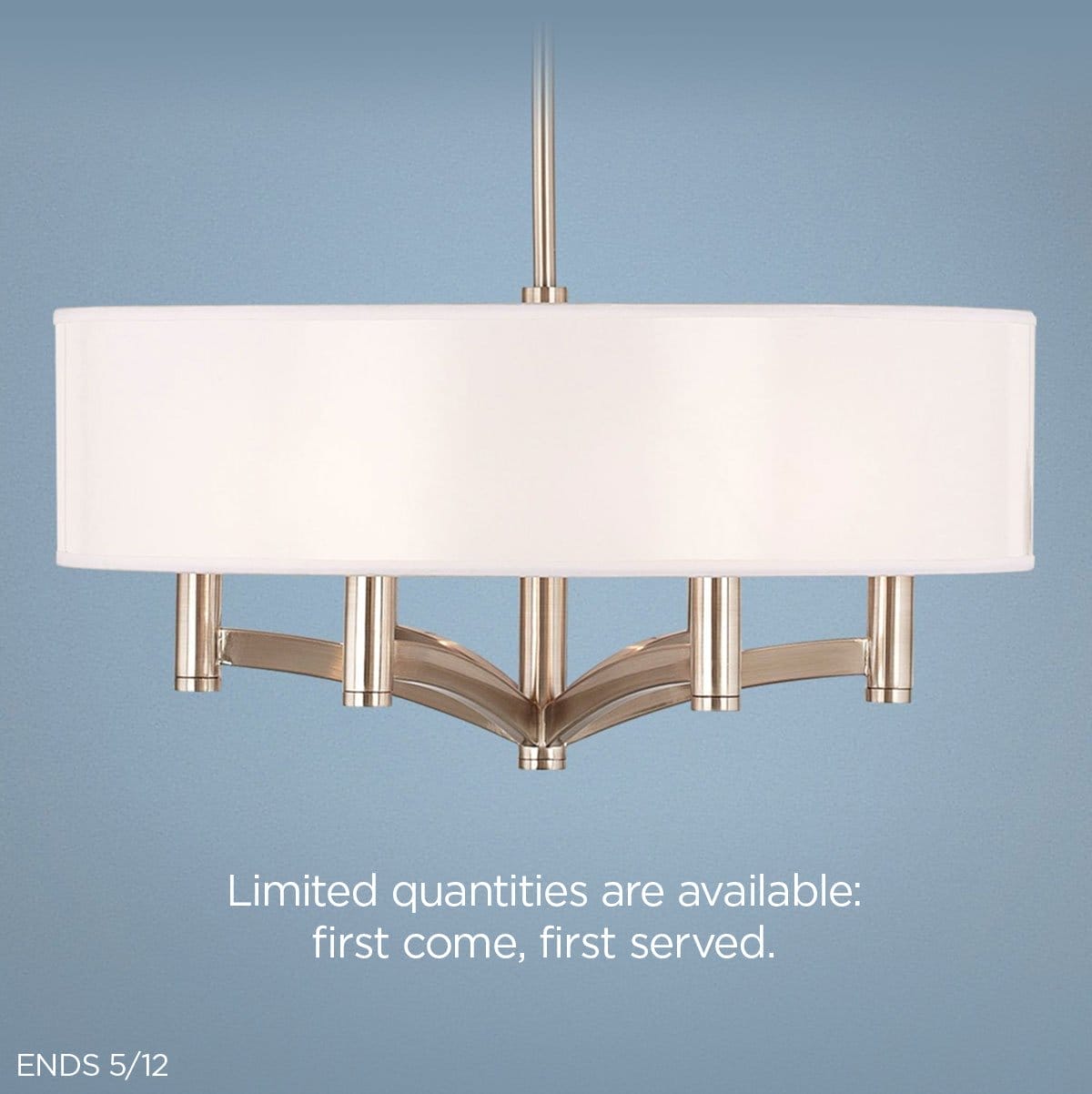 Ava 6-Light 14″W Nickel Chandelier - Limited quantities are available: first come, first served. - Ends 5/12