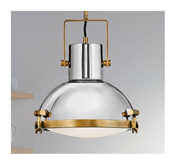 Hinkley Nautique 13" Wide Heritage Brass and Nickel Pendant Light