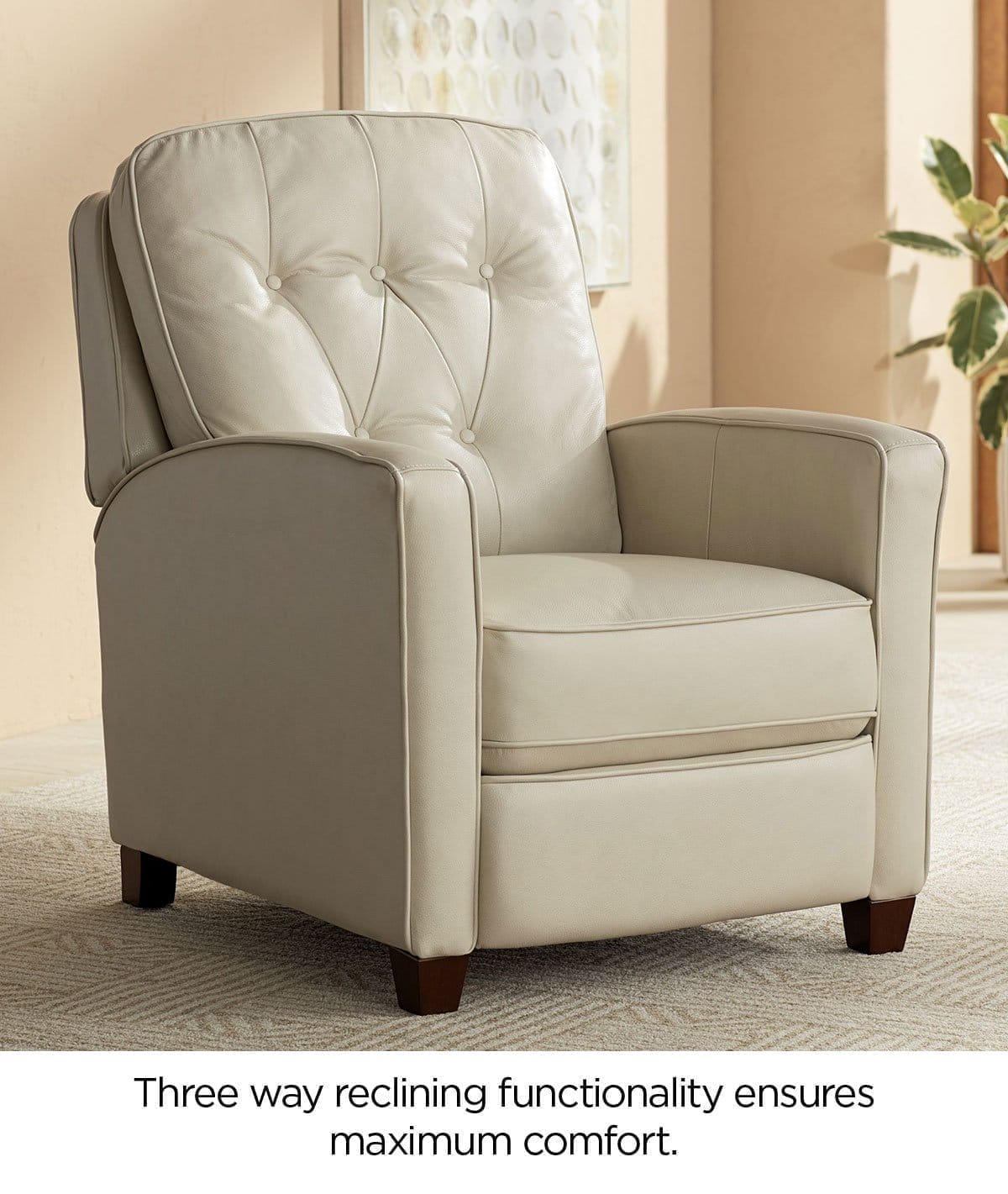 Three way reclining functionality ensures maximum comfort.